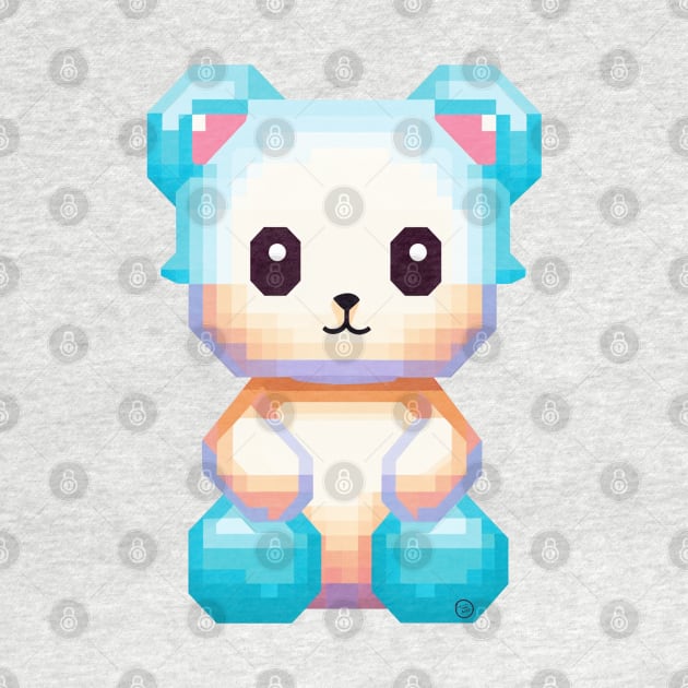 Blue pixelated Teddy Bear by So Red The Poppy
